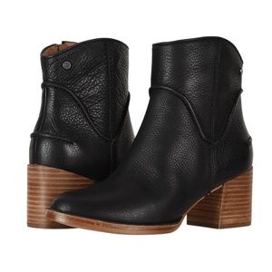 Black Ugg Leather Block Heel Boots!!
